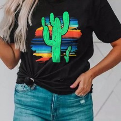 Black Cactus Serape Printed T Shirt