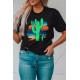 Black Cactus Serape Printed T Shirt