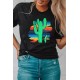 Black Cactus Serape Printed T Shirt