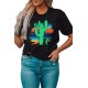 Black Cactus Serape Printed T Shirt