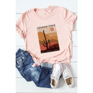 Pink JOSHUA TREE Graphic Print Short Sleeve Graphic Tee