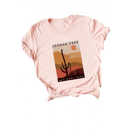 Pink JOSHUA TREE Graphic Print Short Sleeve Graphic Tee