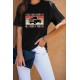 Black Casual Pick Up Truck Print Graphic Tee