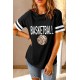 Black BASKETBALL Leopard Graphic Print Striped Short Sleeve T Shirt