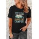 Black CAMPER Letter Car Graphic Print Short Sleeve Tee