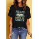 Black CAMPER Letter Car Graphic Print Short Sleeve Tee