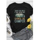 Black CAMPER Letter Car Graphic Print Short Sleeve Tee