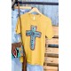 Yellow Western Cross Graphic Print Short Sleeve T Shirt