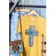 Yellow Western Cross Graphic Print Short Sleeve T Shirt