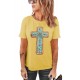 Yellow Western Cross Graphic Print Short Sleeve T Shirt