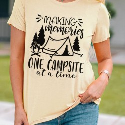 Apricot One Campsite Letter Graphic Print Short Sleeve T Shirt