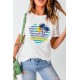 White Hello Summer Plant Heart Shape Print Short Sleeve T Shirt