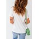 White Hello Summer Plant Heart Shape Print Short Sleeve T Shirt