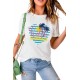 White Hello Summer Plant Heart Shape Print Short Sleeve T Shirt