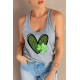 Gray Leopard Clover Heart Print Sleeveless Top