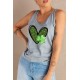 Gray Leopard Clover Heart Print Sleeveless Top