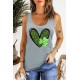 Gray Leopard Clover Heart Print Sleeveless Top