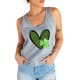 Gray Leopard Clover Heart Print Sleeveless Top