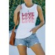 White Casual Love Letter Colorblock Tank Top