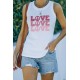 White Casual Love Letter Colorblock Tank Top