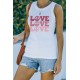 White Casual Love Letter Colorblock Tank Top