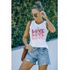 White Casual Love Letter Colorblock Tank Top