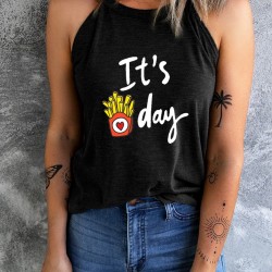 Black It's French Fry Day Funny Graphic Tank Top