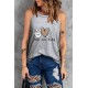 Gray Peace Love Hockey Letter Graphic Tank Top