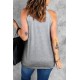 Gray Peace Love Hockey Letter Graphic Tank Top