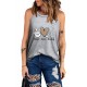 Gray Peace Love Hockey Letter Graphic Tank Top