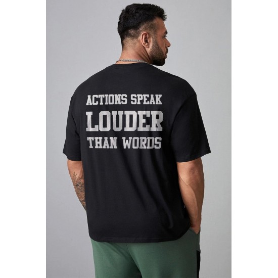 Black Men's Letter Printed Short Sleeve Oversized T-shirt