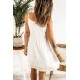 White Crochet Spaghetti Straps Mini Dress