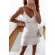 White Crochet Spaghetti Straps Mini Dress