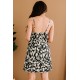 Pattern Printed Buttoned Spaghetti Strap A-line Cami Dress