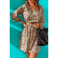 Leopard Print Cut-out Puff Sleeve Mini Dress