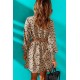 Leopard Print Cut-out Puff Sleeve Mini Dress