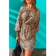 Leopard Print Cut-out Puff Sleeve Mini Dress