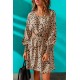 Leopard Print Cut-out Puff Sleeve Mini Dress