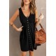 Black Buttons Sleeveless High Waist Mini Dress