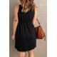 Black Buttons Sleeveless High Waist Mini Dress