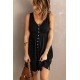 Black Buttons Sleeveless High Waist Mini Dress