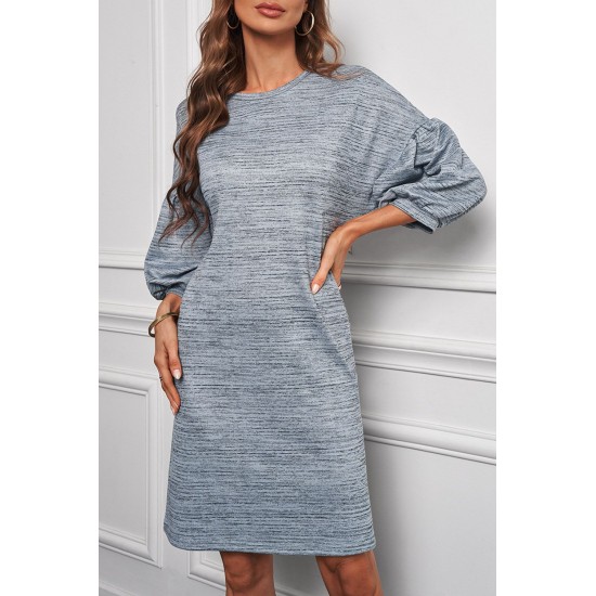 Grey Puff Sleeve Tunic Dress