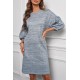 Grey Puff Sleeve Tunic Dress