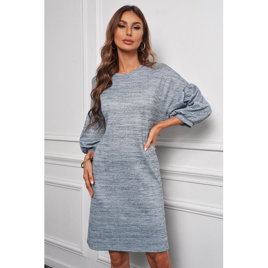 Grey Puff Sleeve Tunic Dress