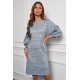 Grey Puff Sleeve Tunic Dress