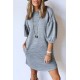 Grey Puff Sleeve Tunic Dress