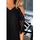 Black Black Lace Splicing Cold Shoulder Mini Dress