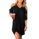 Black Black Lace Splicing Cold Shoulder Mini Dress