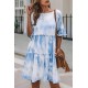 White Crew Neck Tie Dye Half Sleeve Dress