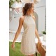 Apricot Pompom Mock Neck Sleeveless Shift Mini Dress